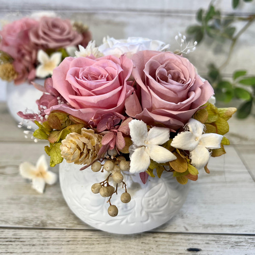 バニラピンク、モーブピンク、シャンパンホワイトローズ アンティーク