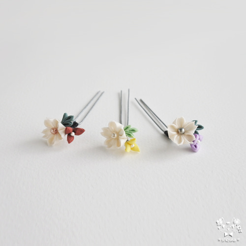 桜✤人形用かんざし ⊰藤色⊱ つまみ細工 髪飾り ドール リカ