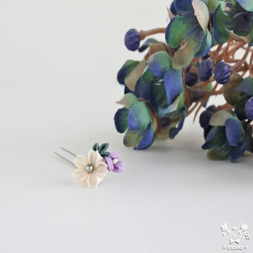 桜✤人形用かんざし ⊰藤色⊱ つまみ細工 髪飾り ドール リカ 桜✤人形用かんざし ⊰藤色⊱ つまみ細工 髪飾り ドール リカ