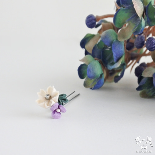 人気の新作 桜✤人形用かんざし ⊰藤色⊱ リカ ドール 髪飾り つまみ細工 小物・アクセサリー