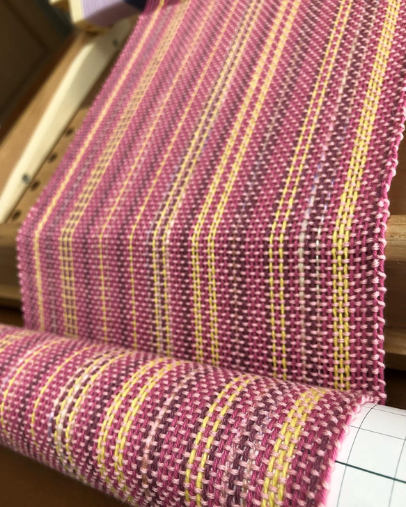【一点物】コットン手織りスヌード　ピンク 3枚目の画像