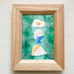 透明水彩画「たまご屋さん」北欧イラスト ミニ額 プチギフト