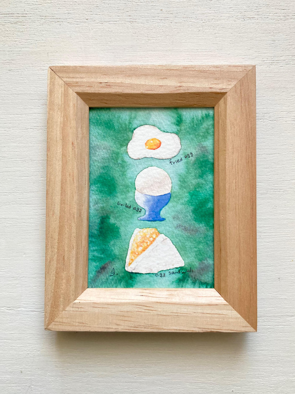 たまご 似顔絵ギフト制作 透明水彩画「たまご屋さん」北欧イラスト ミニ額 プチギフト
