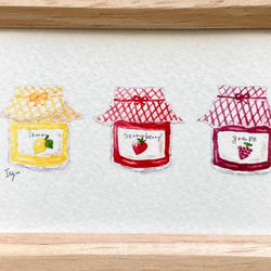 透明水彩画「jam」北欧イラスト　ミニ額　プチギフト  キッチン雑貨　キッチン小物　目玉焼き　卵　タマゴ　玉子 4枚目の画像