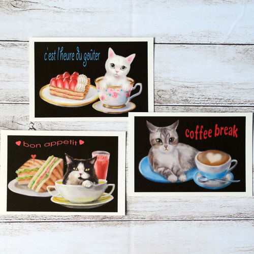 猫の絵　coffeebreak コーヒーを運んでる猫』って感じで描いてみたー٩(ˊᗜˋ*)و