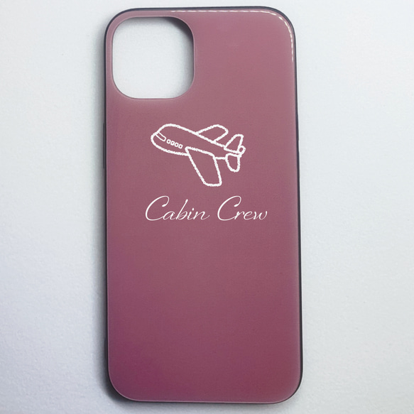 【くすみカラー】  Crayon  飛行機 iPhone プレミアム ガラスケース 3枚目の画像