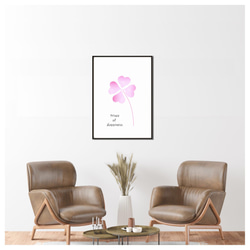 春の桜色クローバー　⭐️ポスター　アート モノクロ　インテリア　プレゼント　北欧雑貨　レトロ　　誕生日 4枚目の画像