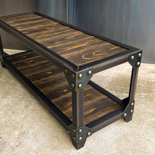 アイアンリベットラック［木板］インダストリアル 植物棚