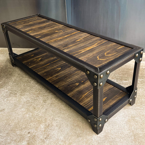 アイアンリベットラック［木板］インダストリアル 植物棚 シェルフ