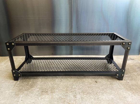 アイアンリベットラック［鉄網］インダストリアル　植物棚　シェルフ　ガレージ　ディスプレイラック その他金属 B1668686135(12900円)