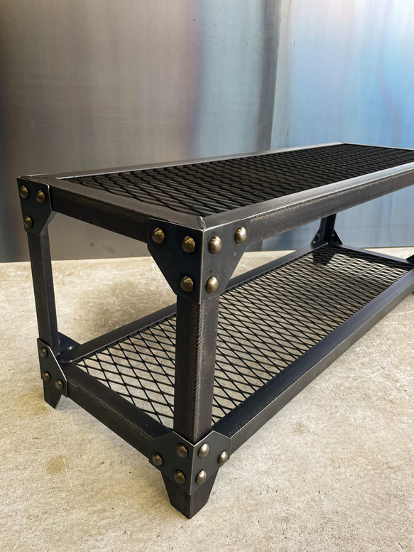 アイアンリベットラック［鉄網］インダストリアル　植物棚　シェルフ　ガレージ　ディスプレイラック その他金属 B1668686135(12900円)