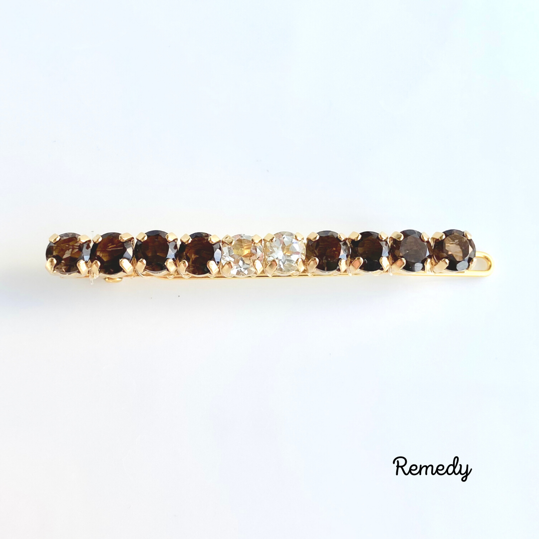 【ティアラ】ホワイトトパーズとスモーキークォーツのジュエリー・ヘアピン Mサイズ 〜11月誕生石