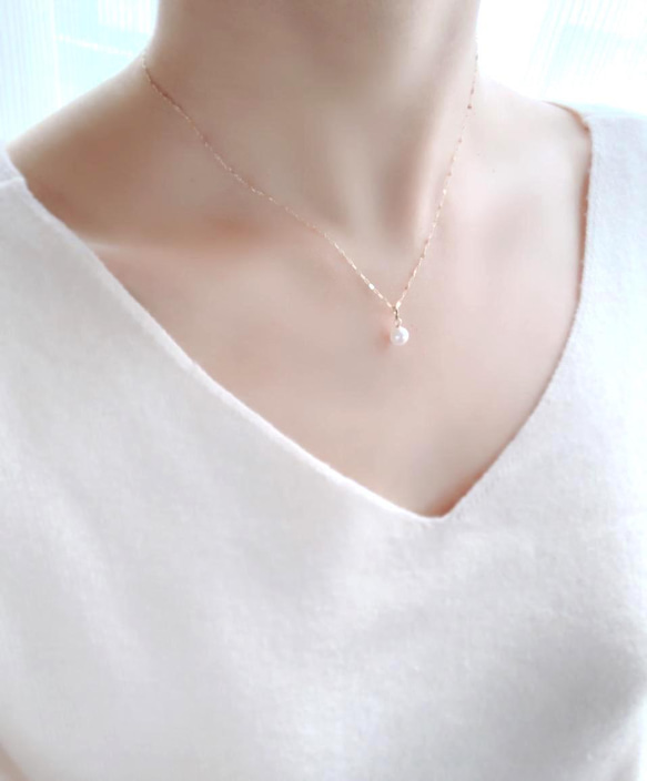 【あこや本真珠】6月誕生石✴︎2way K10YG New Simple Necklace 1枚目の画像