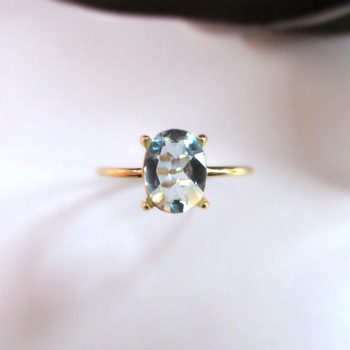 3月の誕生石】高品質「アクアマリン」大粒8×6mmファセットリング
