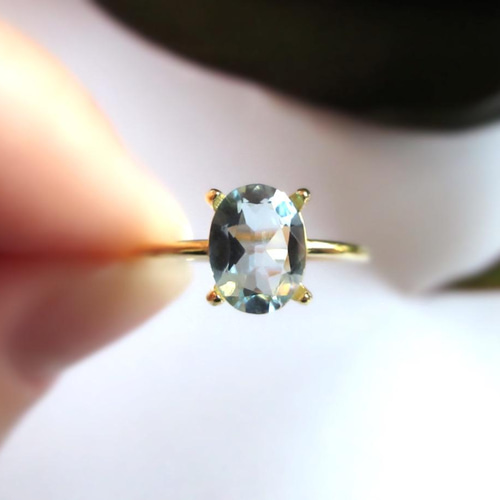 ✰未使用✰一点物 作家✰大粒アクアマリンリング✰約13号 GJVR0303__AQ 【CLASSY. ONLINE掲載】ミルキーアクアマリン