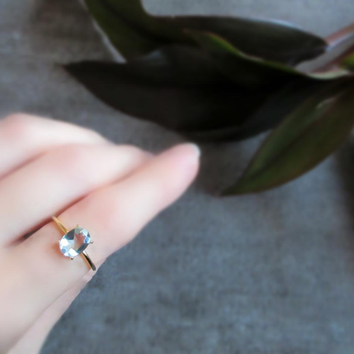 3月の誕生石】高品質「アクアマリン」大粒8×6mmファセットリング