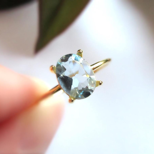 3月の誕生石】高品質「アクアマリン」大粒8×6mmファセットリング
