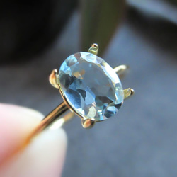 [三月誕生石] 高品質「海藍寶石」大號 8 x 6 毫米戒指 第8張的照片