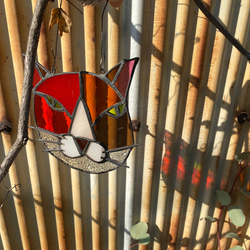 　猫図鑑【ハチワレ赤】⚫︎猫の日2023《猫サンキャッチャー》ステンドグラス 2枚目の画像