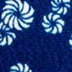 太陽の象徴 毛卍文 巻毛文 獅子舞の模様 レーヨンちりめん生地 紺色(0643-43) 4枚目の画像