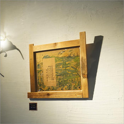 明治絵画レプリカと、古材木枠フレームのセット 額入り 額縁 古い アンティーク フォトフレーム ウッドフレーム モダン 3枚目の画像