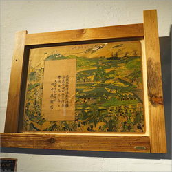 明治絵画レプリカと、古材木枠フレームのセット 額入り 額縁 古い アンティーク フォトフレーム ウッドフレーム モダン 2枚目の画像