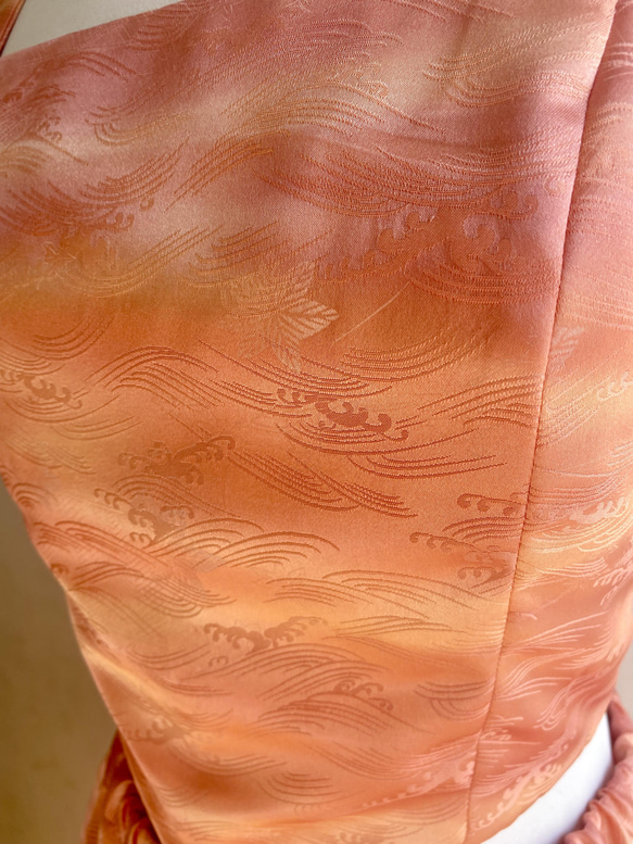 着物リメイク 洗える着物　ウエストゴムパンツ　ピンク桜柄　　リラックスパンツ 2枚目の画像