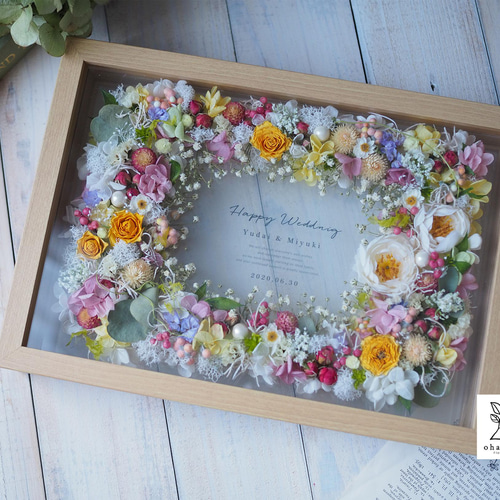 ⚫️ウエルカム フラワーボード⚫️ ウエルカムボード/結婚祝い/お誕生日》プリザーブドフラワーとドライ