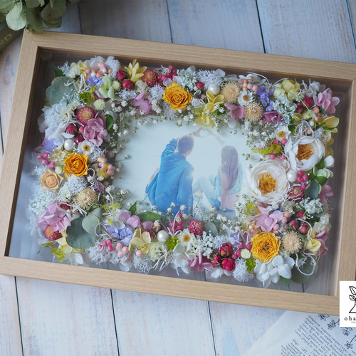 ウエルカムボード/結婚祝い/お誕生日》プリザーブドフラワーとドライ