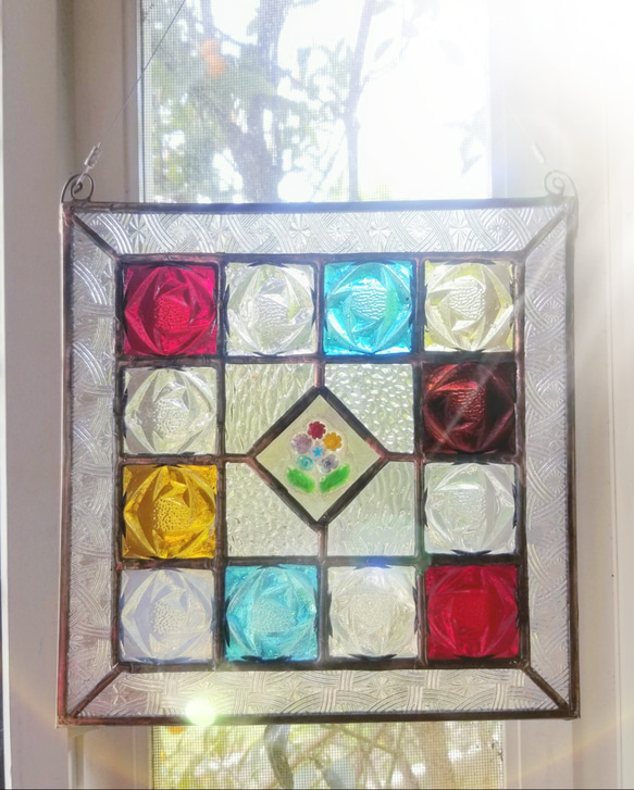 ステンドグラス アンティーク調パネル ローズガラス使用 【公式通販】