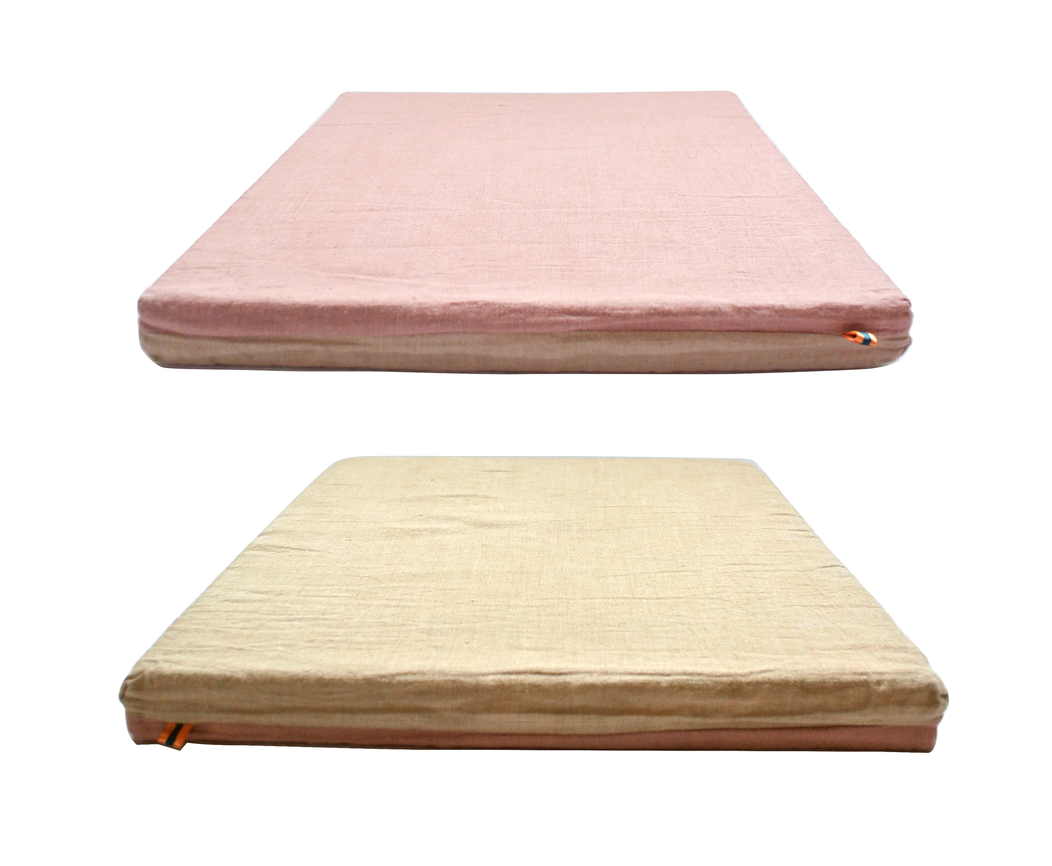 モクざ S-W 西洋茜と枇杷の葉の草木染 35cmサイズ 弾力２層構造 麻 座布団