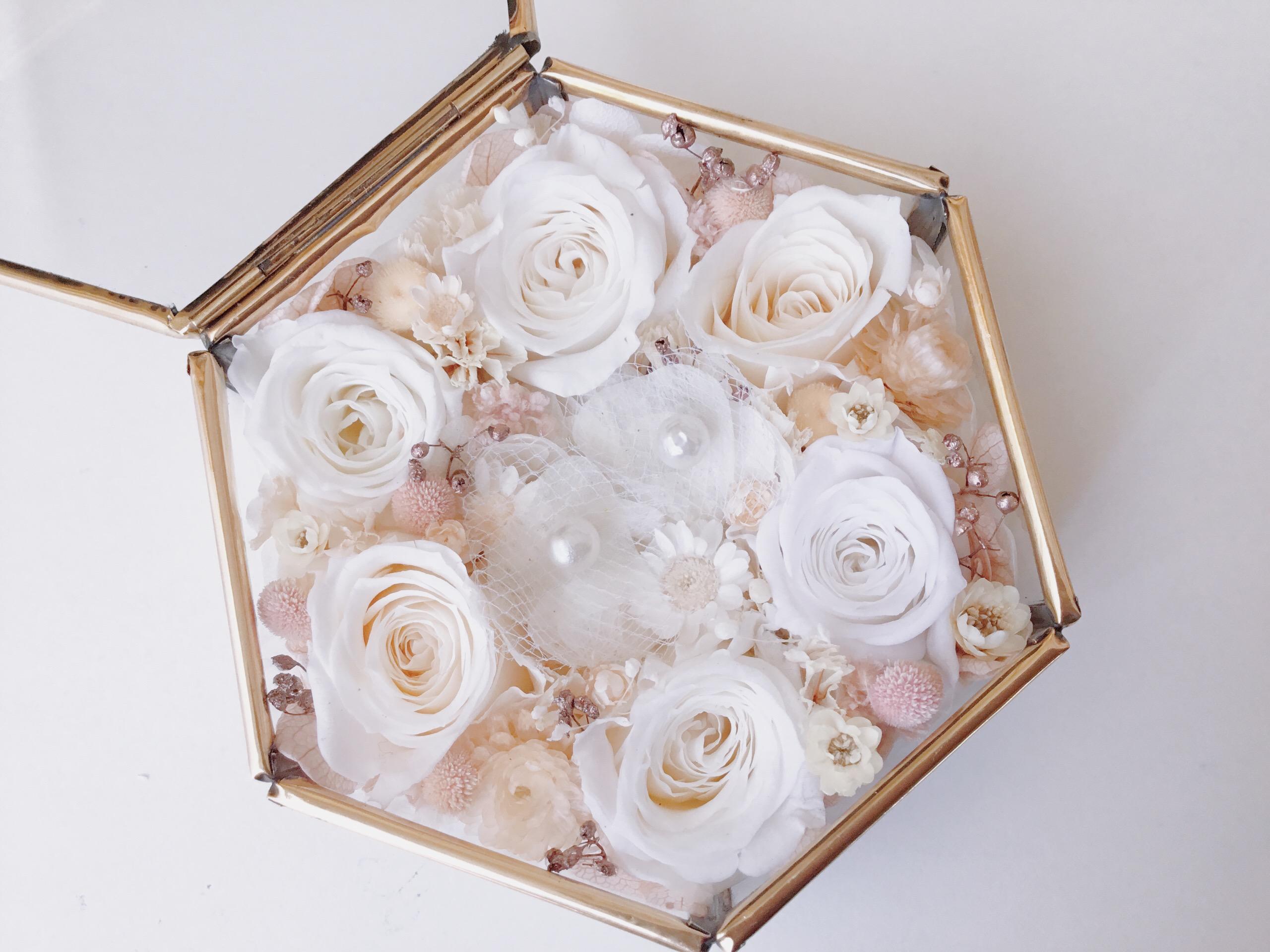 【ローズサークル・約束のとき・ミルクティー】リングピロー・プリザーブドフラワー