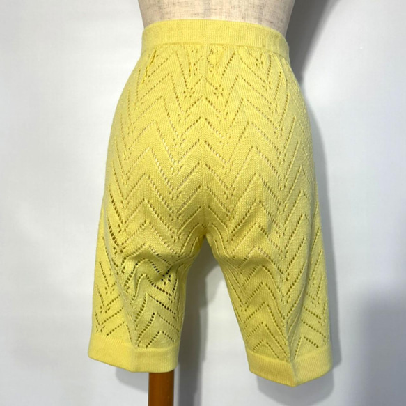 春ニット✿レース編み ハーフパンツ　294 YELLOW LACE HALF PT 4枚目の画像