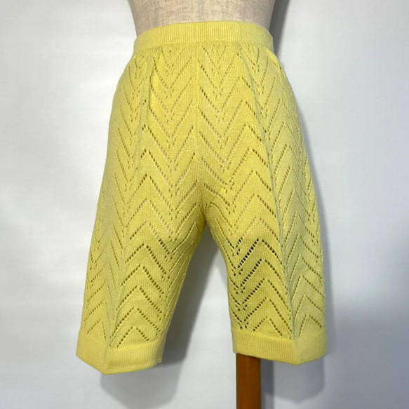 春ニット✿レース編み ハーフパンツ　294 YELLOW LACE HALF PT 2枚目の画像