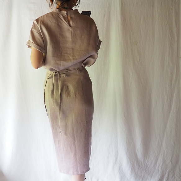 SALE　アンティークモーヴ　リネンのラップスカート 8枚目の画像