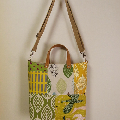 2ウェイショルダーバッグ パッチワーク グリーン 2wayバッグ