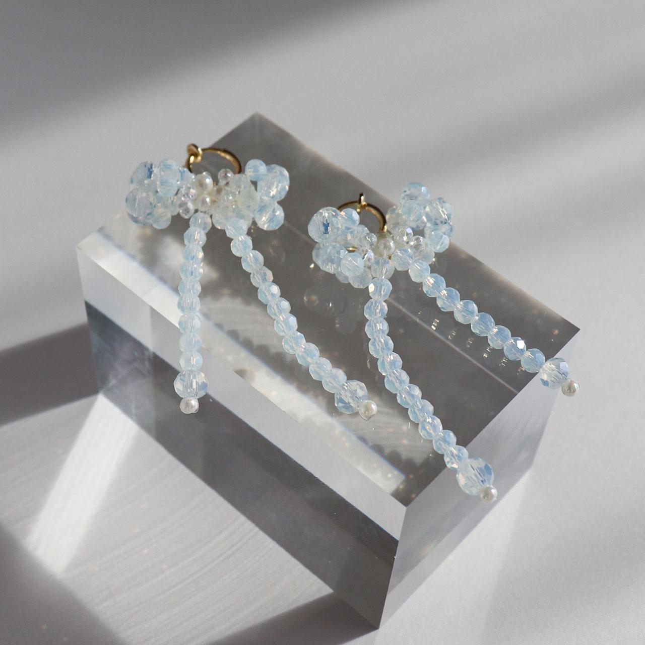 .010_ ribbon hoop earring　フープイヤリング/リボンモチーフアクリルビーズ