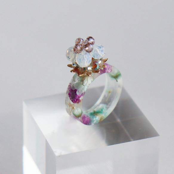 .019_ motif regin pinkyring　ピンキーリング/レジンアクリルフラワー 1枚目の画像