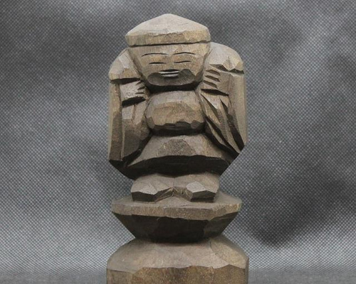 三面大黒天　木彫り　円空模刻 木彫 三面大黒天