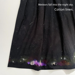 コットンリネン 夜空を着飾る 流星BLACK柄 Vネックジャンパースカート ワンピース 10枚目の画像