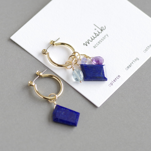 14kgf *ラピスラズリ×アメジスト×アクアマリン【ピアス