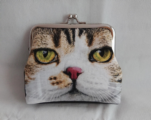 激レアねこパネル生地　ハンドメイド　ミニバック　ポーチ 猫 パネル生地のミニミニトートバッグ グレー 870 トートバッグ