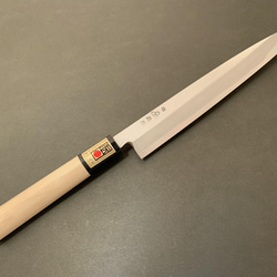 手作り文化包丁（竹柄） 白鋼 霞研 船行（片刃文化包丁） 180mm 包丁・ナイフ