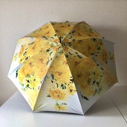 [預訂] 日本製造的晴雨傘向日葵和藍色蜜蜂 第2張的照片