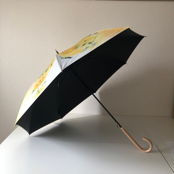 [預訂] 日本製造的晴雨傘向日葵和藍色蜜蜂 第6張的照片