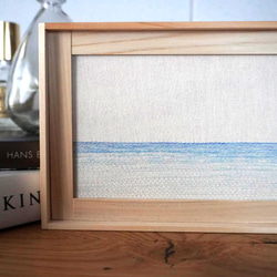“ano-umi” 海を感じるスケッチ風刺繍　ファブリックパネル　インテリア雑貨 4枚目の画像