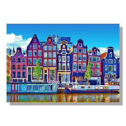 【アートポスター】オランダ アムステルダムの街角（作品No.323） 4枚目の画像