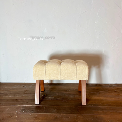 【美品】アンティーク 和紙ベルベット スツール 作家ハンドメイド 和紙ベルベット スツール 『earth colour 雲』「白色」 椅子（チェアー