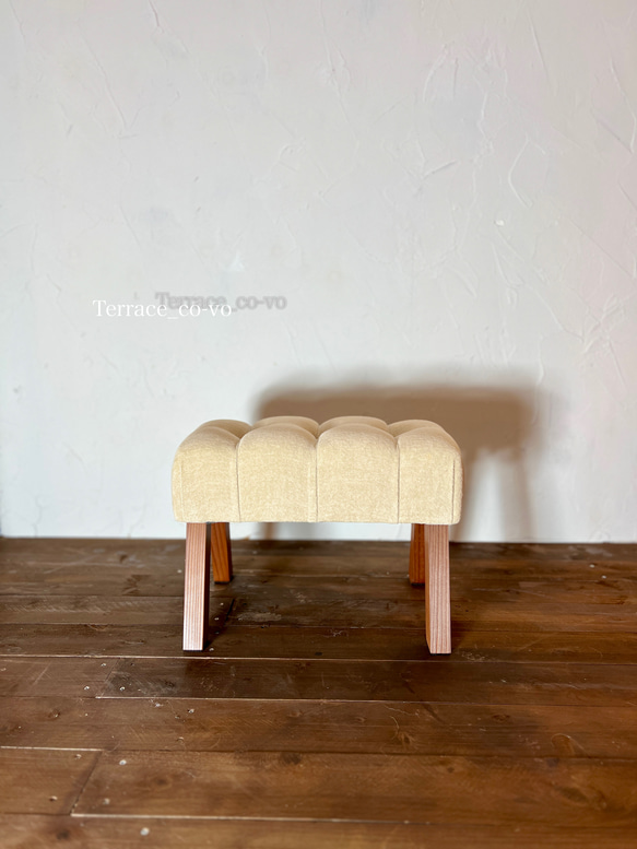 和紙ベルベット スツール 『earth colour 雲』「白色」 椅子（チェアー