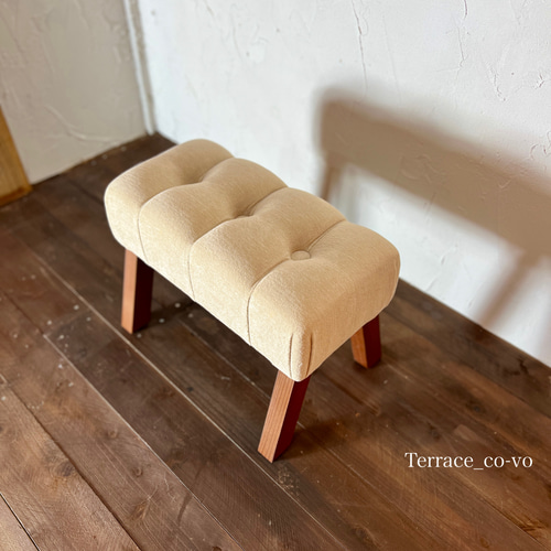 【美品】アンティーク 和紙ベルベット スツール 作家ハンドメイド 和紙ベルベット スツール 『earth colour 雲』「白色」 椅子（チェアー